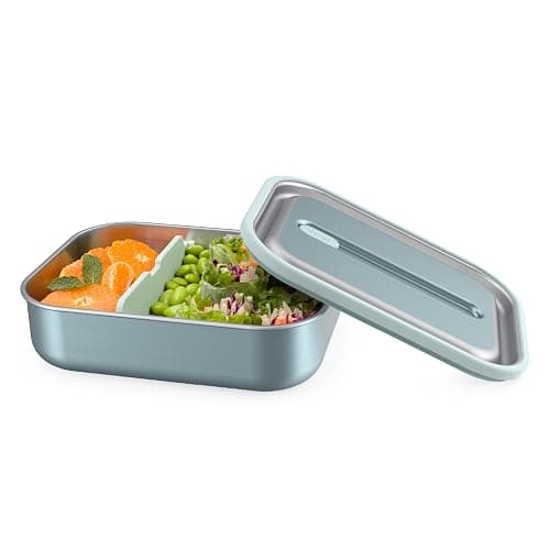 Bentgo MicroSteel Leak-Proof Lunch Box - Microwave-Safe, Oven-Safe, Bento-Style Container with Removable Divider, Airtight Lid, Sustainable Design, Odor & Stain Resistant (Aqua) - Image 1