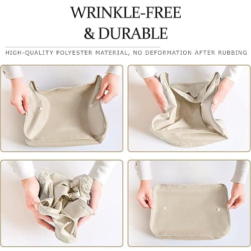 LANSKLBD 6/8 Set Packing Cubes for Suitcases Travel Luggage Packing Organizers,Travel Accessories Essentials Luggage Organizer with Shoe/Tioletry/Laundry Bag (Beige, 8 set) thumbnail 6