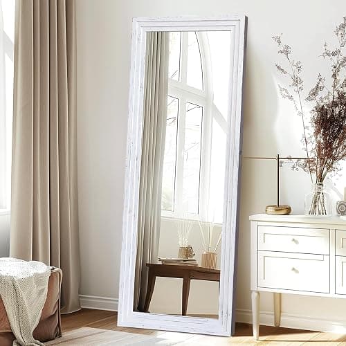 YLYHSST 65"x24" Full Length Mirror Solid Wood Frame Floor Mirror for Living Room, Bedroom Hanging or Leaning, White thumbnail 5