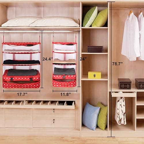 TABITORA Portable Hanging Travel Shelves Bag Packing Cube Organizer Suitcase Storage Large Capacity thumbnail 5