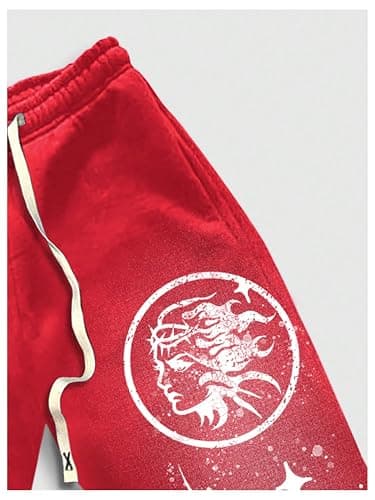 WDIRARA Men's Y2k Graphic Letter Print Stacked Sweatpants Drawstring Bell Bottom Flare Pants with Pockets thumbnail 3