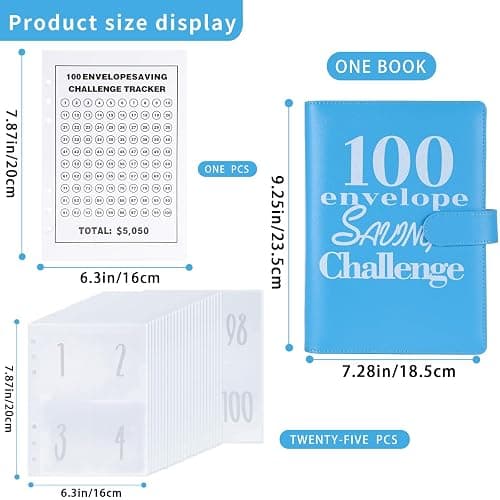 NICOOTH 100 Envelopes Money Saving Binder A5 Savings Challenge Book Easy and Fun Way to Save $5050 thumbnail 3