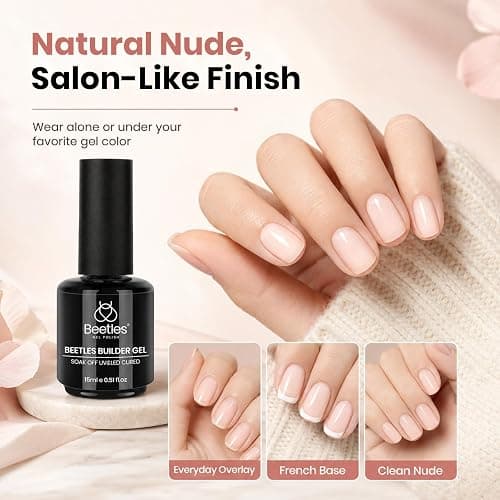 Beetles Builder Gel for Nails, 8 in 1 Natural Nude Translucent Color | for Thickening, Strengthening and Building Instant Apex,Beginner-Friendly DIY Salon at Home, UV & LED Lamp Cured Needed thumbnail 3
