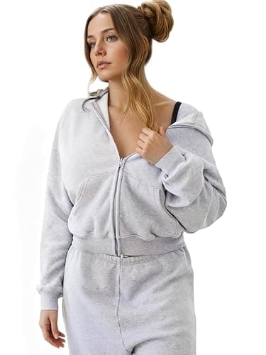 Abonlen Zip Up Hoodies for Women Fleece Jacket with Pockets Casual Sweatshirts Comfy Fall Coats - Image 1