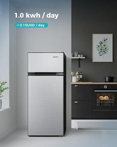 EUHOMY Mini Fridge with Freezer, 4.5 Cu.Ft Mini Refrigerator fridge, 2 door For Bedroom/Dorm/Office/Apartment - Food Storage or Cooling drinks, Silver thumbnail 8