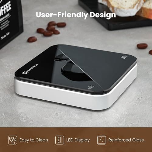 Rechargeable Mini Coffee Scale with Timer, Maestri House Espresso Scale, 2kg/0.1g Accurate Scale for Espresso and Pour-Over Coffee, Portable Digital Kitchen Scale with Automatic Timing（Black&Silver） thumbnail 7