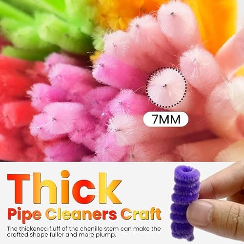 ESUOHYM 200PCS Pipe Cleaners Craft Bulk with Instruction Manual, Gifts, Christmas Decorations 20 Colors Decor, Chenille Stems Art Supplies Thick Wire Sticks DIY Project Adults thumbnail 3