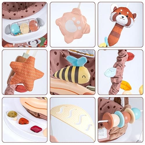 Baby Activity Center, Baby Jumper Activity Center with Music, Interactive Toys, 360° Rotating Seat, 3 Adjustable Heights, Infant Activity Jumper for 6+ Months (Red Panda) thumbnail 3