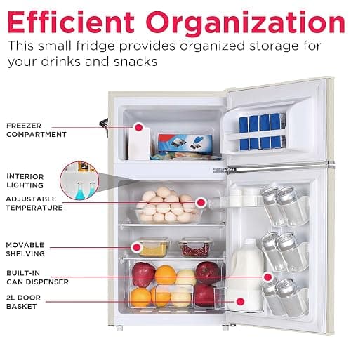 Frigidaire EFR840-Cream EFR840 Retro Mini Fridge with Freezer & Side Bottle Opener-Small 2 Door Refrigerator for Office Bar or College Dorm Room-3.1 Cu Ft (Cream) thumbnail 6