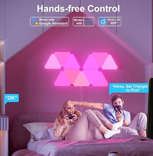 Triangle LED Lights for Gaming Setup, RGB Triangle Wall Lights for Bedroom, Smart Home Light Panels Works with Alexa Google Assistant,APP/Voice/Remote Controlled,Music Sync Gaming Room Decor,12 Pack thumbnail 5