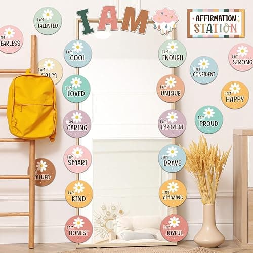 Frienda Boho Affirmation Station Bulletin Board Set Motivational Posters Classroom Mirror Growth Mindset Decor Positive Affirmations Accents Cutouts for School Office Home Teacher Wall Supply thumbnail 5