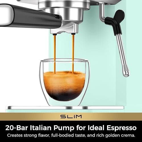 CHULUX Slim Espresso Machine with Milk Frother, 20 Bar Professional Italian Pump Espresso Coffee Machine for Home Cappuccino & Latte Maker, Stainless Steel, Pastel Green thumbnail 4