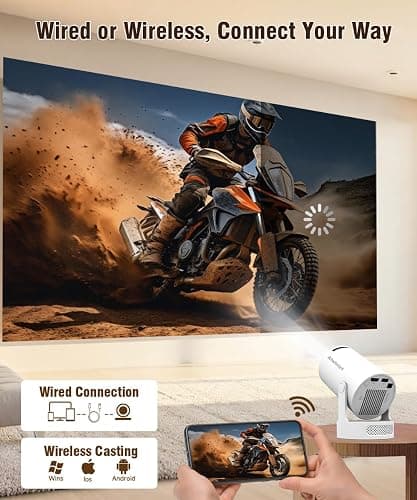 Mini Projector with WiFi 6 and Bluetooth 5.4, Portable Smart Projector 4K Support, 5w Soundbase Speaker, Auto Keystone, 180° Rotatable, Proyector for Home Bedroom Movie HY300Pro+ thumbnail 5