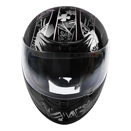 XFMT DOT Adult Motorcycle Flip Up Full Face Helmet Street Dirt Bike ATV Helmets (Black Pink Butterfly, Medium) thumbnail 2