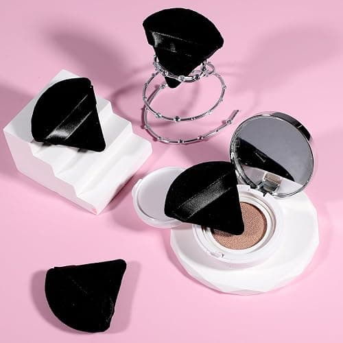 Pimoys 6 Pcs Powder Puff Face Soft Triangle Makeup Puff Velour Makeup Sponge Stocking Stuffers for Loose Powder (Black) thumbnail 5