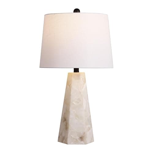 JONATHAN Y 25.5" Natural/Black Modern Table Lamp for Bedroom, White Linen Shade, Contemporary Bedside Nightstand Lamp for Living Room, LED Bulb Included (JYL6205B) - Image 1