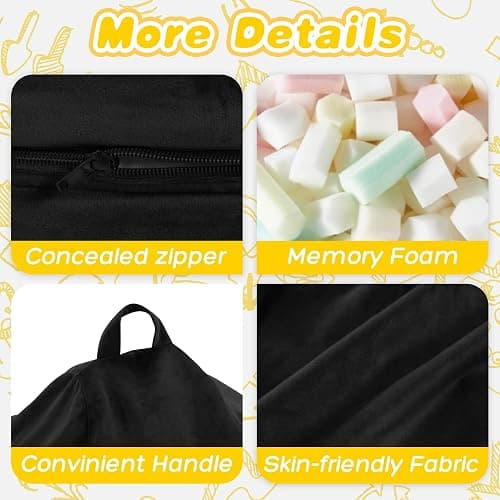 HABUTWAY 2.5FT Bean Bag Chair, 2.5' Beanbags Small Bean Bag Chairs with Filling, Teardrop Bean Bag Chair Luxurious Velvet Ultra Soft Fur with Removable Cover for Kids Adults Teens (Black) - Black - 2.5 Foot thumbnail 4