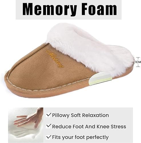 Coswind Hausschuhe Damen Herren Winter Warme Synthetik Lammfell Kunstfell Plüsch Flauschige Fell Weiche Rutschfeste Pantoletten Indoor Outdoor thumbnail 5