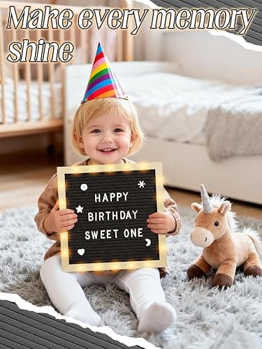 10×10" Light up Felt Letter Board, Custom Message, First Day of School Sign | Aulock, with Changeable Letters & Tripod, Will You Be My Girlfriend Sign, Baby Announcement Sign, Classroom Decor, Black thumbnail 5