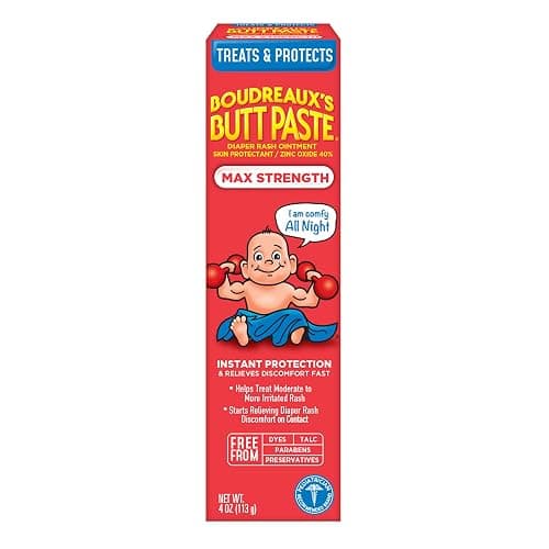 Boudreaux's Butt Paste Maximum Strength Diaper Rash Cream, Ointment for Baby, 4 oz Tube - Image 1