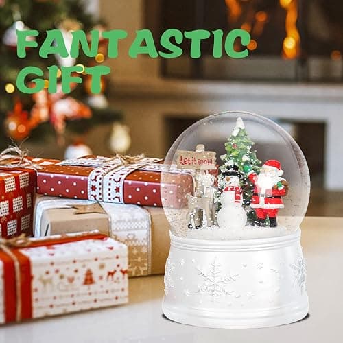 Vipush Christmas Snow Globe - Snowman Santa Style Musical Snow Globe with Color Changing Led Lights, Christmas Decorations with Music Box Gifts for Girls Kids, Decorations for Christmas & Birthday thumbnail 6