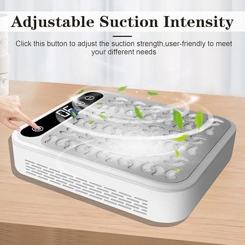 Aedcbaide Nail Dust Collector Nail Salon, Adjustable Suction Power Dust Extractor Nails with LED Light for Acrylic Nail Removal, 1 Reusable Filter & 1 Brush & 2 Nail Files (White) thumbnail 5