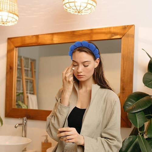 ACO-UINT 3 Pack Spa Headbands for Washing Face, Skincare & Makeup, Terry Cloth Headbands with Puffy Cloud Design, One Size Fits Most, Comfortable & Durable thumbnail 4