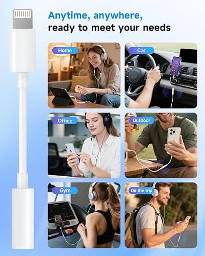 Apple MFi Certified Lightning to 3.5mm Headphone Jack Adapter -Premium Audio Quality & DAC Chip for Music Listening Car, Gym, Home Office, Compatible with iPhone 14/13/12/11/X/8/7 1Pack (White) thumbnail 6