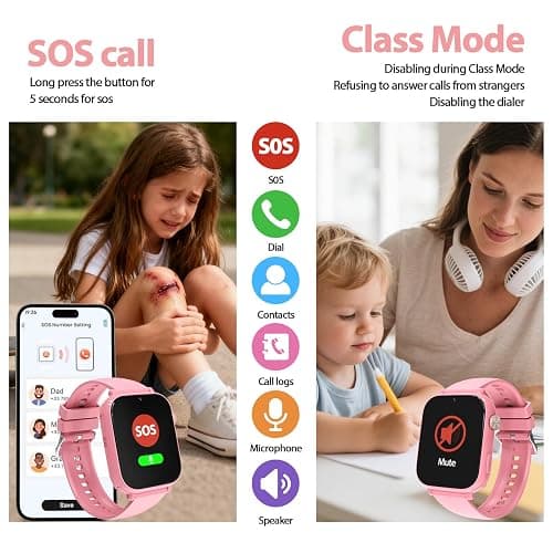 AXYWINBO Kids Smart Watch for Girls Boys 4g GPS Call Text-Smart Watch for Kids Game Camera Pedometer Alarm Clock Calculator-Kid Watches for Girls Boys 4-12 Ages Gifts Pink thumbnail 4