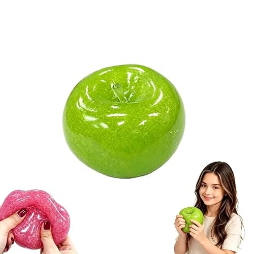 Slush Apple Squishy, Clear Apple Shaped Stress Ball, Soft Slow‑Rise Slush Fidget Ball, Squeeze Toy for Adult (Green 1PCS) - Image 1