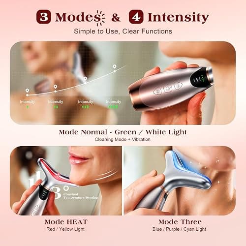 Pedete Facial Massager, 7 Colors Red Light Therapy for Face and Neck, Face Lift Device with 113°F Heating Vibration for Multi Skin Care thumbnail 3