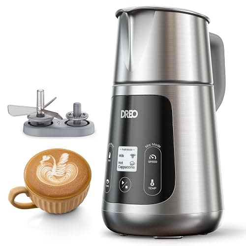 Dreo Milk Frother [Upgraded], All-in-1 Electric Foam Maker for Coffee, 15oz/450ml Automatic Foam Frother for Latte Art-level Microfoam, 30+ Drinks, Easy to Clean, Dishwasher Safe, LED display - Image 1