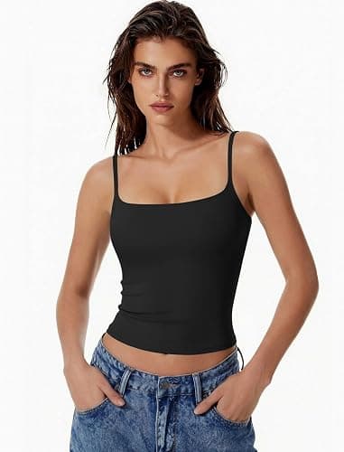 Avidlove Tank Tops for Women Square Neck Spaghetti Strap Double Lined Y2K Going Out Camisole Top thumbnail 2