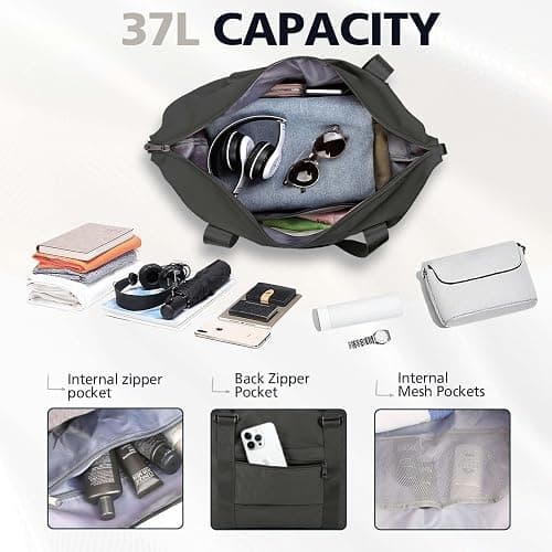 Travel Duffle Bag, Waterproof Weekender Bag Carry On Tote Bags for Women, Travel Essentials Sport Gym Bag for Men, Hospital Bag for Labor and Delivery, Overnight Bag Luggage Bag with Trolley Sleeve thumbnail 4