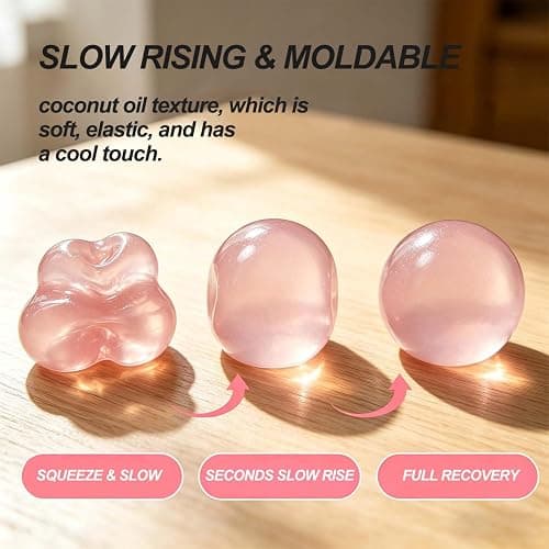 2PCS Coconut Oil Squishy, Coconut Oil Stress Ball, Slow Rising Fidget Squeeze Squishy for Stress Relief, Improving Focus, Relaxation, for Adult (Blue+Pink) thumbnail 4