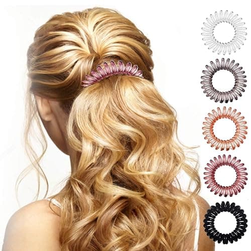 Teqifu Hair Ties, 17 Pack Spiral Coils for Thick and Thin Hair - No Crease Ponytail Holders for Women and Children thumbnail 2