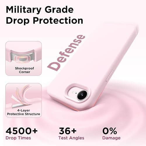 GolbinBox Magnetic for iPhone 17e Case & iPhone 16e Case, Compatible with MagSafe, [Soft Anti-Scratch Microfiber Lining], Slim Liquid Silicone Shockproof Protective Phone Case 6.1 inch, Chalk Pink thumbnail 5