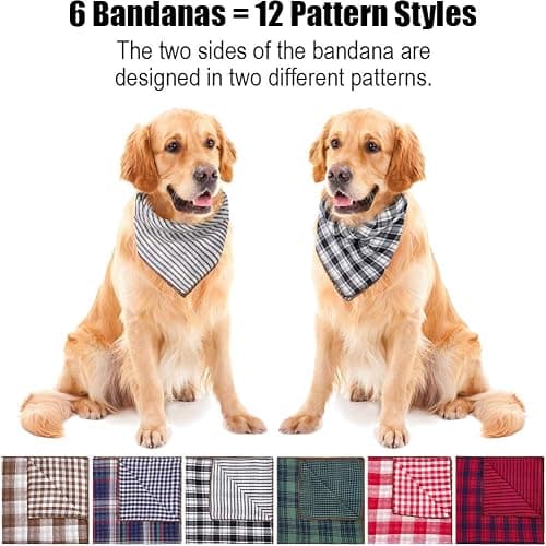 Christmas Dog Bandanas, 6PCS Plaid Holiday Dog Bandanas for Boy Girl, Washable Reversible Cotton Bibs Scarf, Adjustable Square Pet Kerchief Birthday Christmas Gift for Small to Large Dogs Puppy Cats thumbnail 3