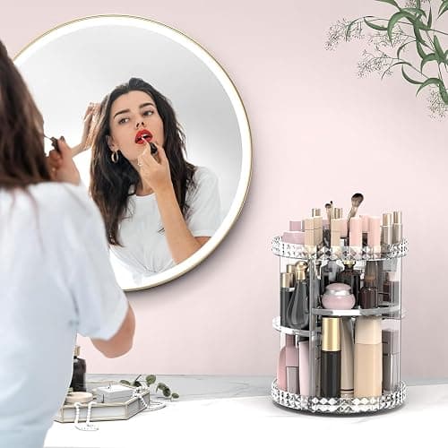 Alvar 360 Degree Makeup Organizer, Rotating Spinning Cosmetics Skincare Perfume Organizers, Adjustable Layer Cosmetic Storage Makeup Organizers for Bathroom, Vanity Table, Bedroom thumbnail 2