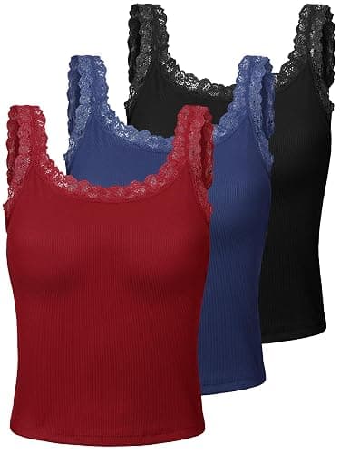 Sintege Women's Lace Patchwork Tank Top Lace Camisole Tank Sleeveless Cami Crop Y2k Tops - Image 1