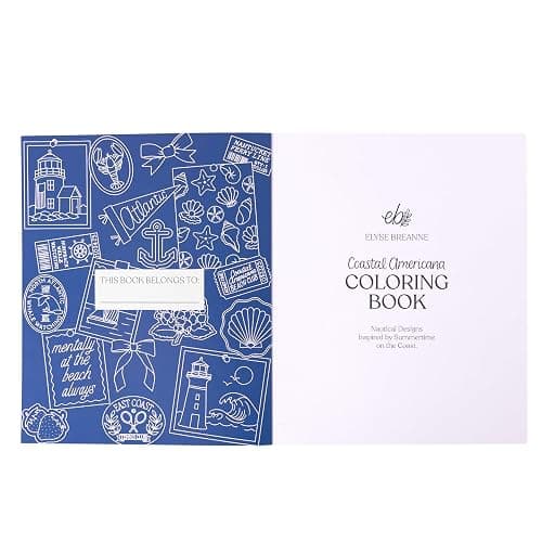 Coastal Americana Coloring Book by Elyse Breanne Design | 40 Single-Sided Pages, Nautical, Beachy and Summer Designs for Adults & Teens (8.5x10") thumbnail 2