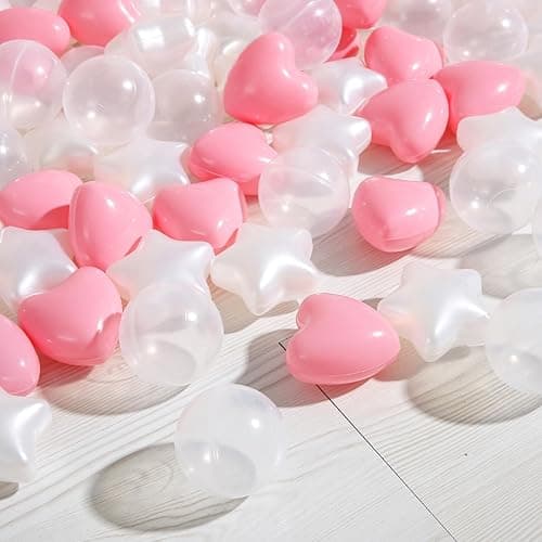 Heopeis Ball Pit Balls 100 200 500 1000 Plastic Balls for Toddlers Phthalate Free BPA Free Crush Proof Balls in Reusable Play Toys for Kids with Storage Bag Indoor Outdoor - Pink+pearl White+clear - 100 thumbnail 7