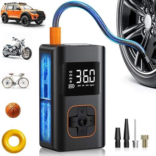 Tire Inflator Portable Air Compressor - 150 PSI Mini Portable Air Pump for Car Tires, Cordless Electric Bike Tire Pump with Digital Pressure Gauge, LED Light for Auto, Car, Motorcycle, Bicycle, Ball - Image 1
