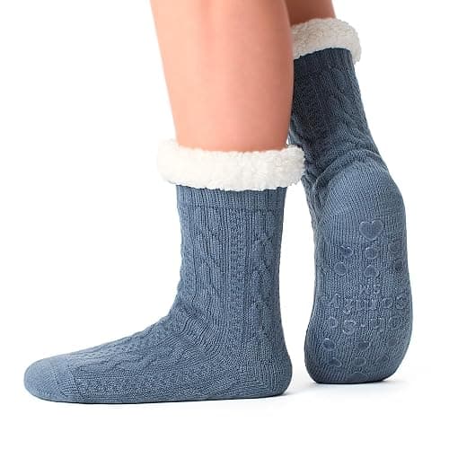 The Metluks Women's Knit Slipper Socks with Non-slip Grippers, Warm Fuzzy Fluffy Sherpa Lined, Cozy Christmas Gifts thumbnail 8