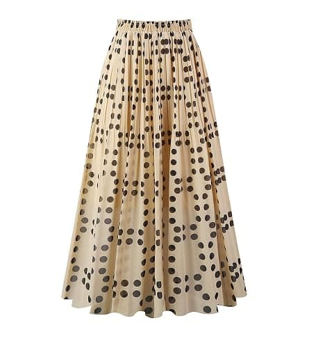 Kingfancy Women's Pleated Skirt Chiffon Elastic Waist A-Line Midi Length Skirt - Image 1