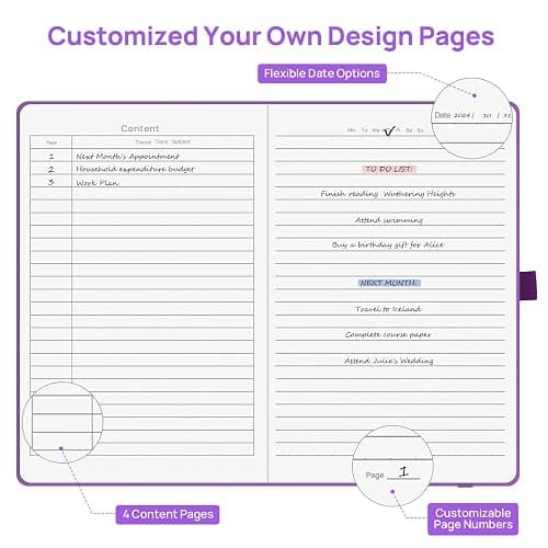 ONAVIA A5 Lined Hardcover Notebook for Writing, 80ct, 100 GSM, 4 Colors | 5.5" x 8.3", Leather Journal, Hardcover Notebook, Lay Flat, Inner Pocket, College Ruled, Office, Business, Meeting, Writing thumbnail 4
