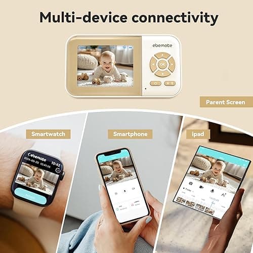 ebemate WiFi Video Baby Monitor,2.8" Display with 1080P Camera,No Glow Night Vision,2-Way Talk & 1500Ft Long Range,WiFi On/Off Cam Baby Monitoring EBS28 thumbnail 8