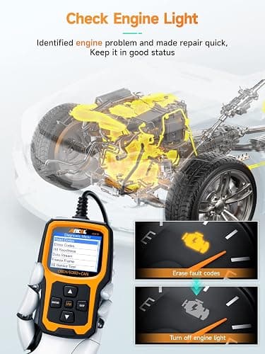 ANCEL AD410 Enhanced OBD2 Scanner, Vehicle Code Reader for Check Engine Light, Automotive OBD II Scanner Fault Diagnosis, OBDII Scan Tool for All OBDII Cars 1996+, Black/Yellow thumbnail 3