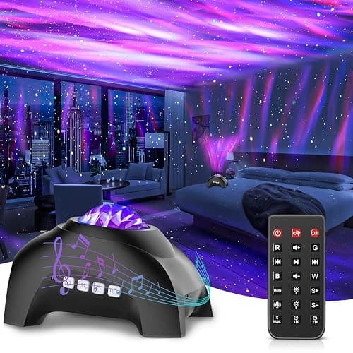 Northern Lights Aurora Projector,CIMELR Star Projector Music Bluetooth Speaker and White Noise,Galaxy Light with Remote Control, Night Light for Bedroom, Room Decor, Ceiling, Gift for Kids Adults - Image 1