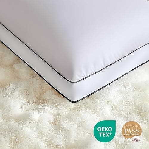 Feather Down Pillows King Size Set of 2 Pack,Luxury Hotel Collection Bed Pillows for Sleeping, Fluffy Soft Medium Firm Down Surround Gusseted Pillows for Side Back Stomach Sleepers 20 x 36 in thumbnail 4